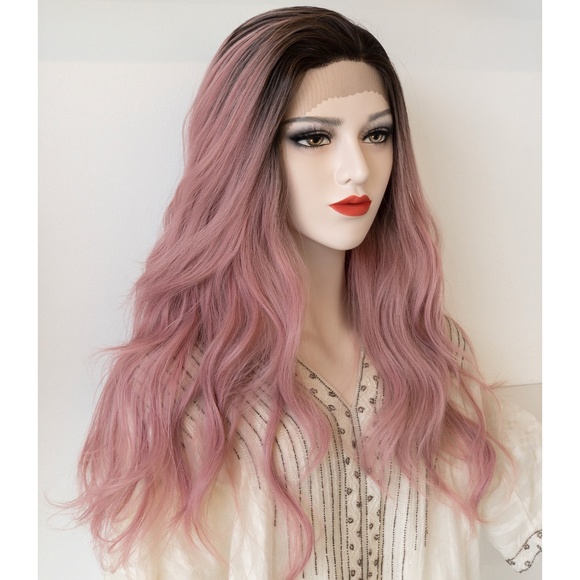 Her Wig Closet Accessories - 24" Pastel Pink Ombre Lace Front Wavy Wig | Kelly